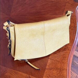 Yellow Textured Leather Shoulder Bag
